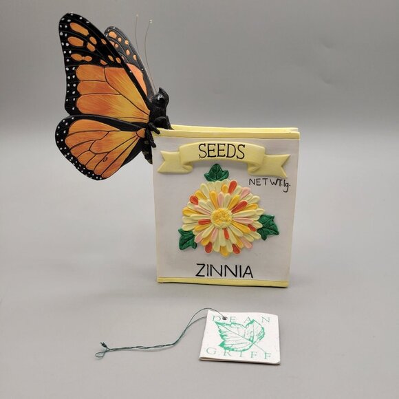Charming Tails Butterfly Smelling Zinnias Figurine 89/606 Seed Packet - Picture 3 of 10